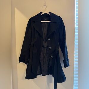 London Fog Black Trench Coat Belted Classic Workwear Women’s M